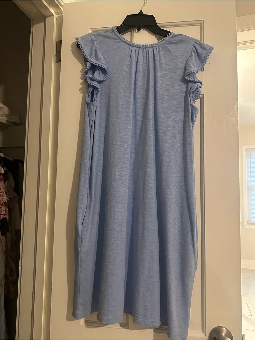 crown & ivy Light Blue Ruffle Sleeve Shift Dress